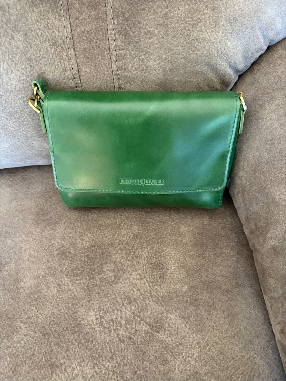 Portland Leather Cowboy Mint Metro Crossbody Bag with Gold Hardware